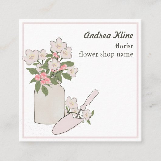 花モダンエレガント花花屋 スクエア名刺 (正面)