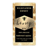 花モダンエレガント金ゴールド蜂 ラベル (正面)