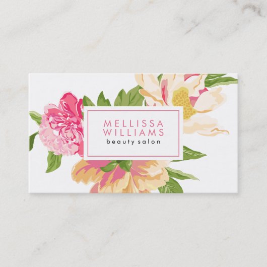 花モダンカラフルのイラストレーション 名刺 (正面)