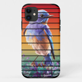 花モダンカラフルの入った鳥 iPhone 11 ケース