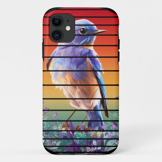 花モダンカラフルの入った鳥 Case-Mate iPhoneケース (裏面)