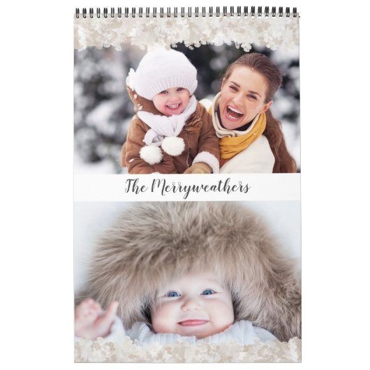 花モダンカラフル柄ファミリー写真 カレンダー (カバー)