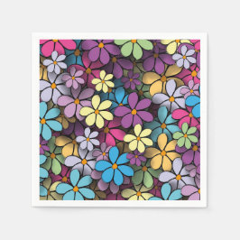 花モダンカラフル柄 スタンダードカクテルナプキン