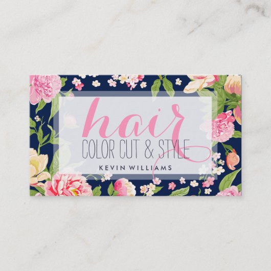 花モダンカラフル花イラストレーション美容師 名刺 (正面)