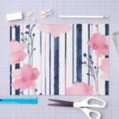 花モダンストライプの柄 薄葉紙 (クラフト)