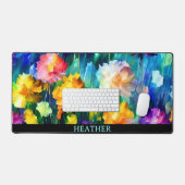 花モダンパーソナライズされた柄 デスクマット (キーボード&マウス)