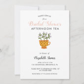 花モダンブライダルシャワー茶パーティー 招待状 (正面)