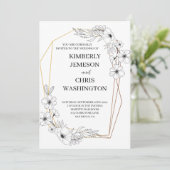 花モダン付きの優雅な結婚式招待状 招待状 (スタンド正面)