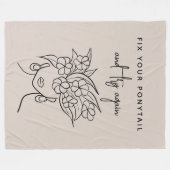 花モダン付きニュートラルTry Again フリースブランケット (正面(横))