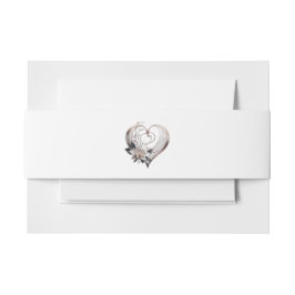 花モダン付きピンク結婚ハート 招待状ベリーバンド