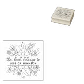 花モダン名前をカスタムする図書 ラバースタンプ (押印)