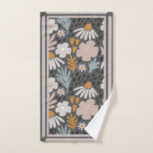 花モダン咲きパーウィンクル、オレンジ、茶色の赤面 バスタオルセット (ハンドタオル)