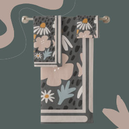 花モダン咲きパーウィンクル、オレンジ、茶色の赤面 バスタオルセット