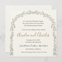 花モダン咲き結婚式招待状 招待状