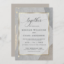 花モダン岩自然石の水色スプラッシュ 招待状