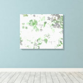 花モダン柄と壁の質感のミックス キャンバスプリント (インサイチュ (ウッドフロア))