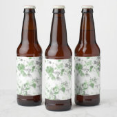 花モダン柄と壁の質感のミックス ビールラベル (ボトル)