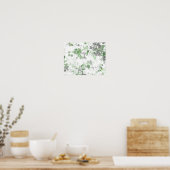 花モダン柄と壁の質感のミックス ポスター (キッチン)