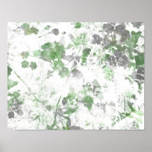 花モダン柄と壁の質感のミックス ポスター (正面)