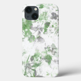 花モダン柄と壁の質感のミックス iPhone 13ケース