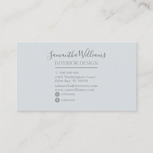 花モダン柄シックグレー 名刺 (裏面)