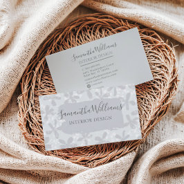 花モダン柄シックグレー 名刺