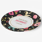 花モダン柄卒業パーティカスタムー ペーパープレート (アングル)