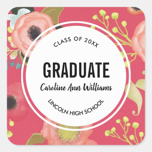 花モダン柄卒業 スクエアシール (正面)
