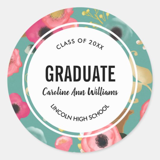花モダン柄卒業 ラウンドシール (正面)