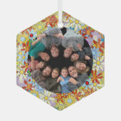 花モダン柄明るい色 ガラスオーナメント (正面)