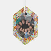 花モダン柄明るい色 ガラスオーナメント (正面左)