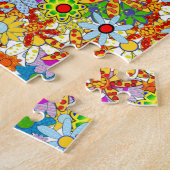 花モダン柄明るい色 ジグソーパズル (側面)