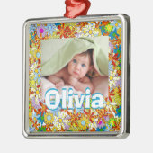 花モダン柄明るい色 メタルオーナメント (左)