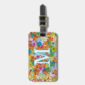 花モダン柄明るい色 ラゲッジタグ (正面縦)