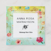 *~*花モダン柄金ゴールドグリッター スクエア名刺 (正面)