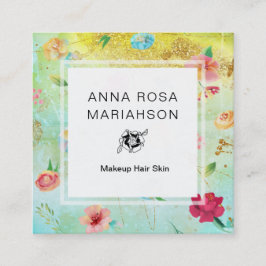 *~*花モダン柄金ゴールドグリッター スクエア名刺