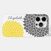 花モダン柄 – 灰色と黄色 Case-Mate iPhoneケース (裏面 (横))