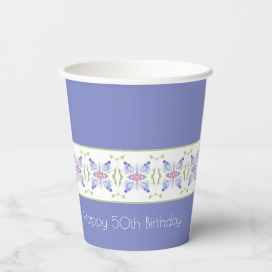 花モダン模様 紙コップ (裏面)