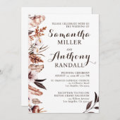 花モダン羽の養毛結婚式招待状 招待状 (正面/裏面)