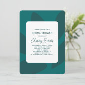 花モダン花びら植物性ティール(緑がかった色)ブライダルシャワー 招待状 (スタンド正面)