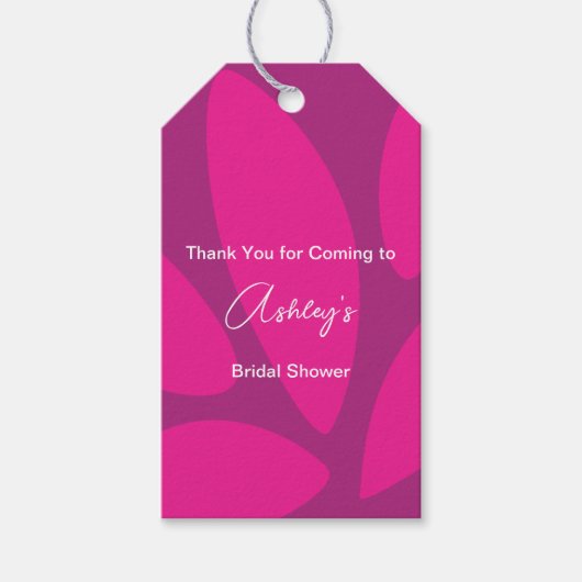 花モダン花びら植物性明るい赤紫色ブライダルシャワー ギフトタグ (正面)