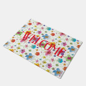 花モダン花柄ウェルカムカラフルー ドアマット (アングル)