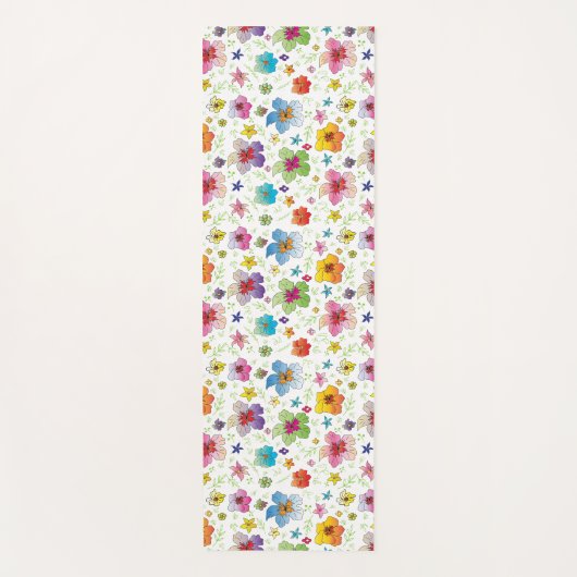 花モダン花柄カラフル ヨガマット (正面)