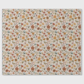 花モダン葉金ゴールドさび植物模様 ラッピングペーパー (フラット)