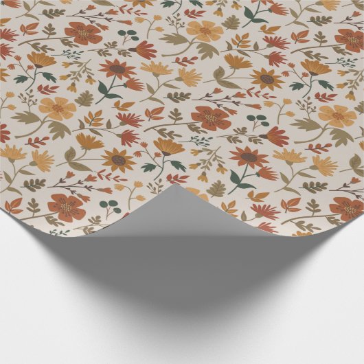 花モダン葉金ゴールドさび植物模様 ラッピングペーパー (角)