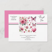 花モダン蝶の葬儀 サンキューカード (正面/裏面)