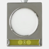 花モダン角型モノグラム名 シルバープレートバナーオーナメント (正面)