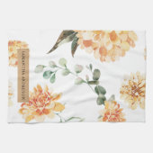 花モダン黄&クラフトパーソナライズされたギフト キッチンタオル (横)