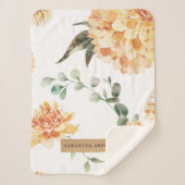 花モダン黄&クラフトパーソナライズされたギフト シェルパブランケット (正面)