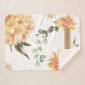 花モダン黄&クラフトパーソナライズされたギフト シェルパブランケット (正面(横))